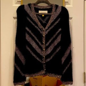 Leifsdottir Cardigan, XS, Navy Blue with Bronze Sequins
